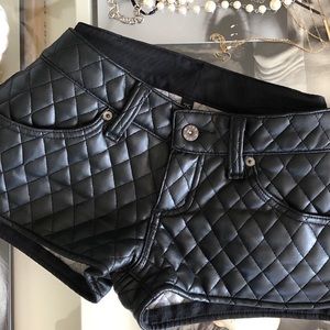 Quilted Vegan Leather Shorts